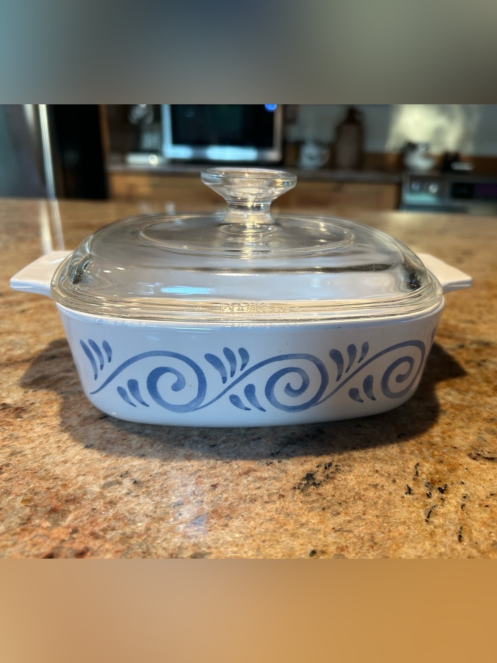 Corningware “Ocean View” #A-1-B 1Qt Casserole Dish w/Pyrex Lid #A-7-C.
1997-2000
